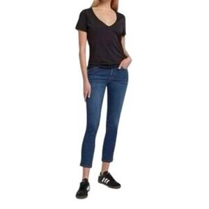 7 For All Mankind Kimmie Crop Jeans Women's 29 Mid-Rise Cotton/Spandex Blue Wash
